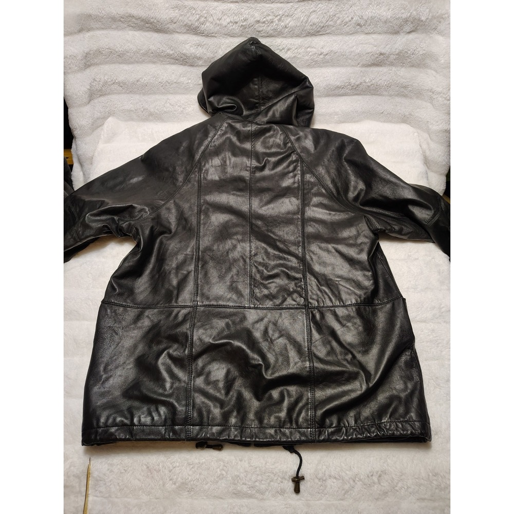 Charles Klein Genuine Leather Jacket & Leather Hood Sz XL + Removable liner Sz M - Picture 11 of 11